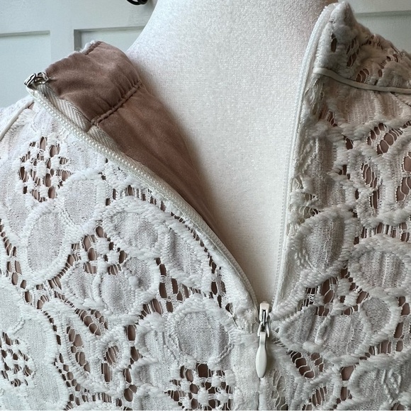 Loft Ann Taylor Size 6 Full Lace Lined Cream Colored Dress Knee Length Women’s - Picture 4 of 7